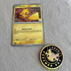 Pokemon TCG Pikachu Pokemon Day 2026 Promo And Coin - Image 1