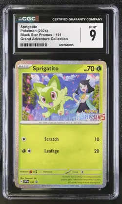 CGC 9 Sprigatito SVP 191 Black Star Promo Grand Adventure Collection Pokemon - Image 2