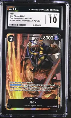 ONE PIECE | ALT ART PARALLEL SUPER RARE | JACK | OP08-084 | CGC GRADED 10 - Image 1