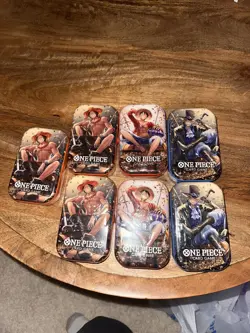 One Piece Tins (Lot of 7) 2 Art Sets + Ace Tin (SEALED) READY TO SHIP - Image 1