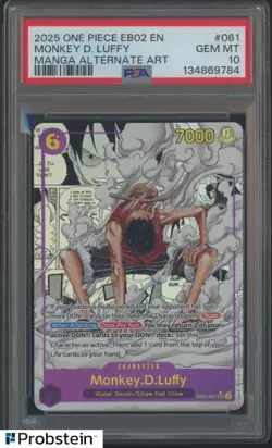 2025 One Piece EN EB02 Manga Alternate Art #061 Monkey D. Luffy PSA 10 GEM MINT - Image 1