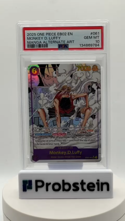 2025 One Piece EN EB02 Manga Alternate Art #061 Monkey D. Luffy PSA 10 GEM MINT - Image 2