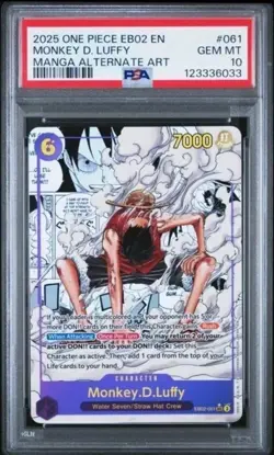 2025 One Piece EN EB02 Manga Alternate Art #061 Monkey D. Luffy PSA 10 GEM MINT - Image 2