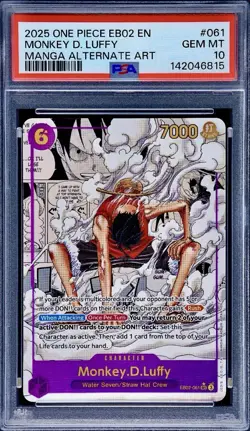 2025 One Piece EN EB02 Manga Alternate Art #061 Monkey D. Luffy PSA 10 GEM MINT - Image 1