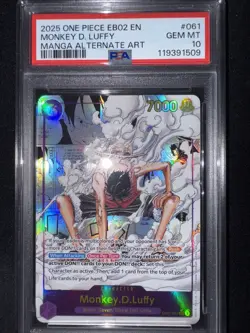 2025 One Piece EN EB02 Manga Alternate Art #061 Monkey D. Luffy PSA 10 GEM MINT - Image 1
