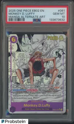 2025 One Piece EN EB02 Manga Alternate Art #061 Monkey D. Luffy PSA 10 GEM MINT - Image 1