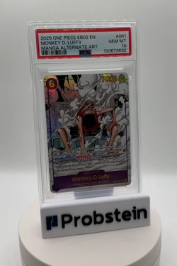 2025 One Piece EN EB02 Manga Alternate Art #061 Monkey D. Luffy PSA 10 GEM MINT - Image 2
