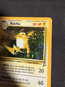 Raichu 16/130 Pokemon Base Set 2 Holo Rare Card - LP-MP FART Swirl!(pic 3) - Image 3