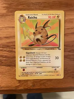 Pokemon TCG Raichu 29/62 Rare Fossil Non-Holo Card 1999-2000 NM - Image 1