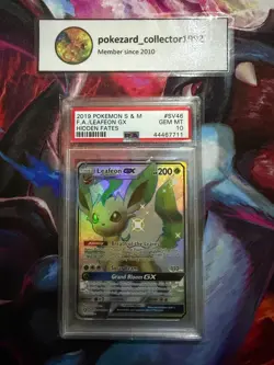 2019 Pokemon Hidden Fates SHINY LEAFEON GX SV46/SV94 PSA 10 GEM MINT - Image 1