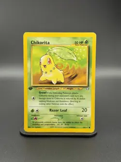 (MP) 1st Edition Chikorita 54/111 Neo Genesis Regular Vintage Pokemon WoTc - Image 1