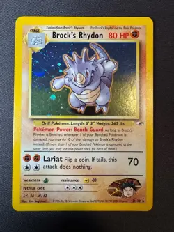Pokemon - Gym Heroes - 2000 - Brock's Rhydon - Holo + SWIRL - 2 - Image 1