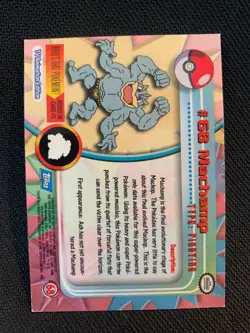 1999 topps Pokemon TV Animation SERIES 1 Foil #68 Machamp Blue Logo - Image 3