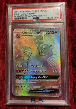 2017 POKEMON SUN & MOON BURNING SHADOWS #150/147 CHARIZARD GX SECRET RARE PSA 7 - Image 1