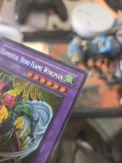 Yugioh Elemental Hero Flame Wingman EHC1-EN004 Secret Rare Limited Edition LP - Image 4