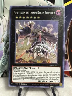 Yugioh! Voloferniges, the Darkest Dragon Doomrider DAMA-EN045 Super Rare 1st Ed - Image 1