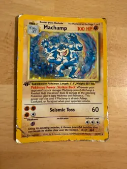 Machamp 008/102 Deck Exclusives Holo Pokemon card 1st edition Heavy play - Image 1