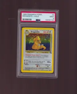 1999 Pokemon Fossil #4 Dragonite Holo PSA 9 mint - Image 1