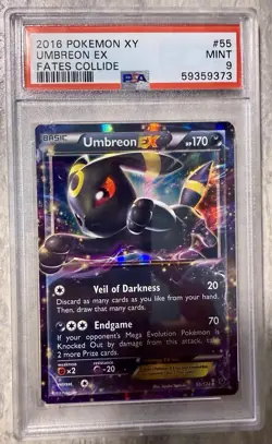 Pokemon TCG Umbreon Ex 55 XY: Fates Collide 2016 PSA MINT 9 - Image 1