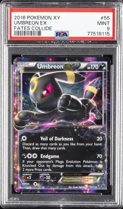 2016 POKEMON XY FATES COLLIDE #55 UMBREON EX PSA 9 - Image 1