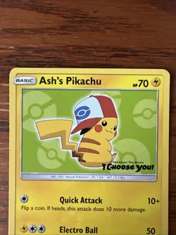 Ash's Pikachu SM110 Pokemon TCG Special Promo Card Mint Condition - Image 2