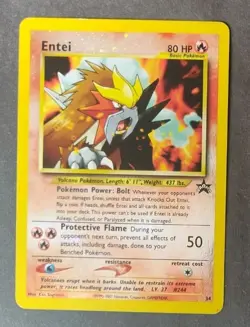 Reverse Holographic WOTC Black Star Promotional Pokemon Card Entei #34 - Image 1