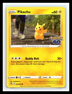 💥 Pokemon Card Pikachu 027/078 Pokemon GO Cosmo Holo HD w/ Half SWIRL - Image 1