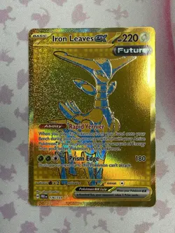 Pokemon TCG Iron Leaves EX Prismatic Evolutions Holo Card 176/131 Gold - Image 1