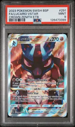 Pokemon 2023 SWSH Black Star Promo #291 FA/Lucario VSTAR Crown Zenith PSA 9 - Image 1