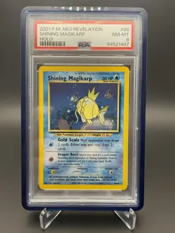 Pokemon Shining Magikarp Neo Revelation Unlimited PSA 8 Swirl W/Blue Jewel Guard - Image 1