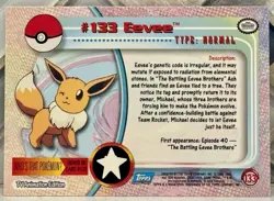 2000 Topps Pokemon TV Animation Edition Series Non Holo #133 Eevee Blue Label - Image 3