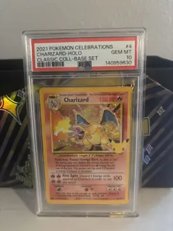 CHARIZARD PSA 10 2021 POKEMON CELEBRATIONS #4/102 CLASSIC BASE SET HOLO 7144 - Image 2