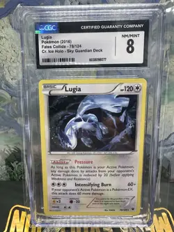 2016 Pokemon XY Fates Collide Lugia Cracked Ice Holo 78/124 CGC 8 - Image 1