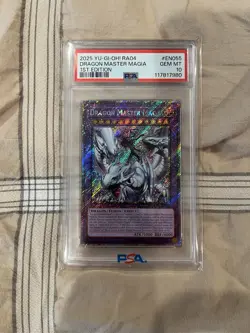 Yugioh PSA 10 Dragon Master Magia Platinum Secret Rare Card RA04-EN055 Stampede - Image 2