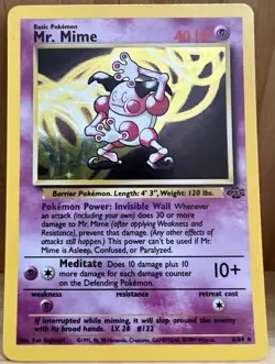 Mr. Mime Pokemon TCG Jungle Set Unlimited 6/64 Rare Holo 1999 LP - Image 2