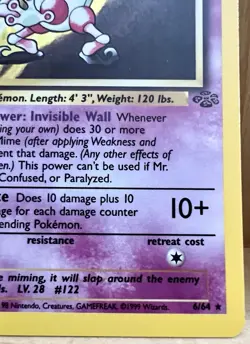 Mr. Mime Pokemon TCG Jungle Set Unlimited 6/64 Rare Holo 1999 LP - Image 4
