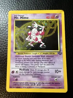 * Mr. Mime Pokemon TCG Jungle Set Unlimited 6/64 Rare Holo Vintage 1999 LP - Image 1