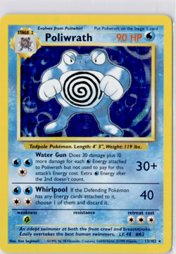 Pokemon TCG Poliwrath Holo Rare Base Set 13/102 WOTC Vintage 1999 Lp - Image 1