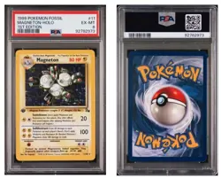 PSA 6 EX - MT 1st edition MAGNETON HOLO Pokemon Fossil Card! - Image 2