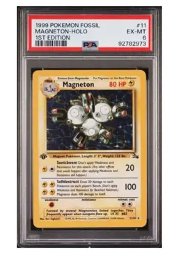 PSA 6 EX - MT 1st edition MAGNETON HOLO Pokemon Fossil Card! - Image 3