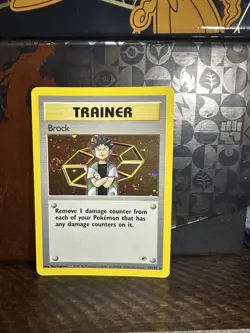 Pokemon TCG English Card Gym Heroes Trainer Brock 15/132 Holo Rare 🌀SWIRL🌀 - Image 1