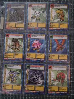 Vintage 1999 Digimon & 1996 Yugioh Card Binder Pages Holos Rares Commons - Image 2