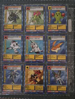 Vintage 1999 Digimon & 1996 Yugioh Card Binder Pages Holos Rares Commons - Image 3