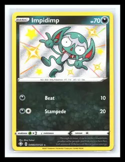 💥 Impidimp # SV083/SV122 Pokemon TCG SV Shining Fates Shiny Rare Holo 2021 - Image 1