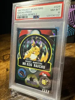 1997 Pokemon JPN Pocket Monsters Sealdass Series 2 #026 Raichu Prism PSA 8 - Image 2