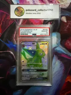 2019 Pokemon Hidden Fates SHINY ESPEON GX SV60/SV94 PSA 10 GEM MINT - Image 1