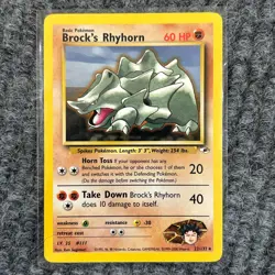 Vintage Pokemon Gym Heroes Brock's Rhyhorn 22/132 Rare NM Unlimited Regular - Image 1