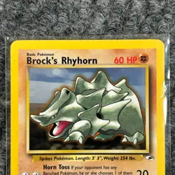 Vintage Pokemon Gym Heroes Brock's Rhyhorn 22/132 Rare NM Unlimited Regular - Image 3