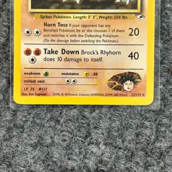 Vintage Pokemon Gym Heroes Brock's Rhyhorn 22/132 Rare NM Unlimited Regular - Image 4