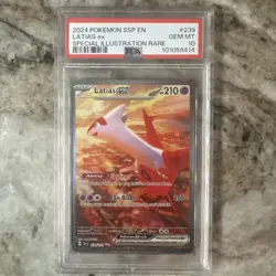 2024 POKEMON SSP EN-SURGING SPARKS SPECIAL ILLUSTRATION RARE LATIAS EX PSA 10 - Image 1